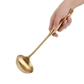 Gold Soup Ladle, Stainless Steel Ladle, Stainless Steel Ladle, Spoon, Large Soup Ladle, Kitchen Spatula, Spatula, Cooking Tool, Gold, 04# (Gold)