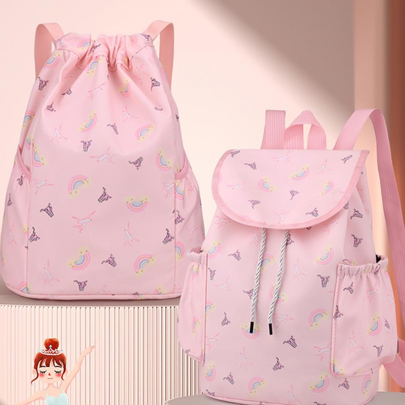 Yitengteng Ballet Backpack Rainbow Prints,Ittle Girls Ballerina Bag,Adorable Pink Kids