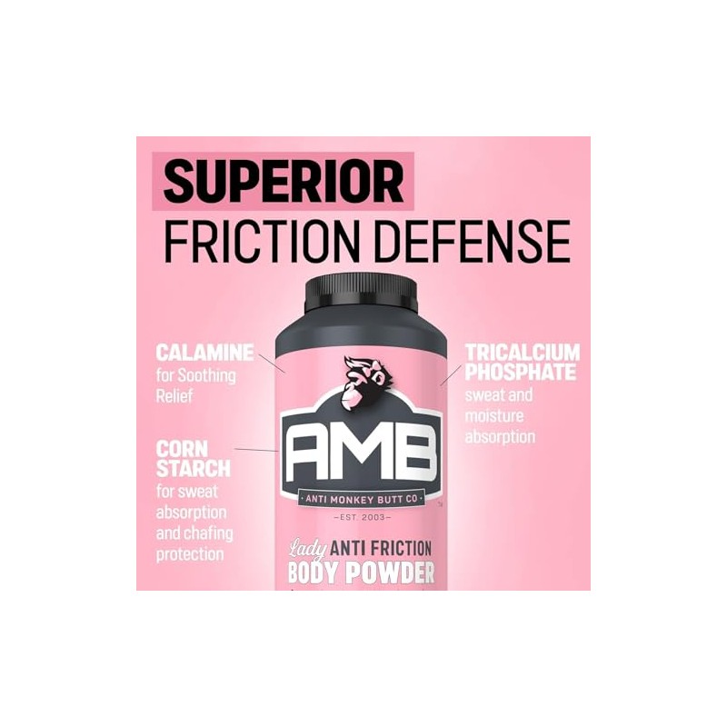 Anti Monkey Butt, Lady's Body Powder with Calamine, Prevents Chafing