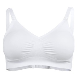 Medela Comfy Maternity Nursing Bra, Seamless Wirefree Pregnancy Nursing Bra with Elastic Band and Breathable Fabric for All Day Comfort White