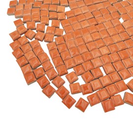 1.2x1.2cm (12/25 inch) Square Ceramic Mosaic Mosaic Tiles,1.1lb Ceramic Mosaic Pieces DIY Hobbies Handmade for Craft Bathroom Kitchen Home Decoration (Orange)