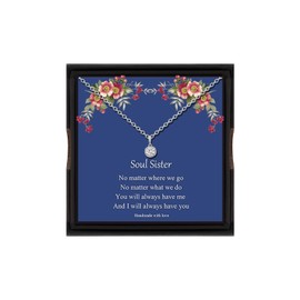 To My Soul Sister Necklaces Crystal Necklaces for Women Bff Pendant Necklaces Matching Relationship Necklaces Sister Gifts (To My Soul Sister Necklaces)