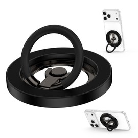 AbcPow Double-Sided Magnetic Stand, Compatible with MagSafe Smartphone Ring, Mobile Ring, Thin, 360° Rotation, Fall Prevention, Ring Type, Stand Function, Hold Ring, Finger Ring, Smartphone Holder