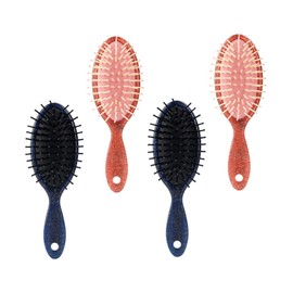 Beavorty 4pcs Cushion Massager Combs for Styling Detangling Blood Circulation Oval Shape Design Black Brown for Hair Types