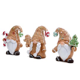 Hodao 3 Set of Christmas Gingerbread Man Elf Trio Tomte Swedish Scandinavian Gnomes Figurines Decorations Resin Boy and Girl Figurines for Xmas Gift Christmas Decorations for Home