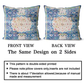 Snylcce Boho Throw Pillow Covers Set of 2 Midnight Blue Antique & Vintage Design, Double-Sided Pattern - 45x45 cm Soft Cushion Covers for Garden Couch, Sofa, Bed - Decorative 18x18 Inch Pillowcases