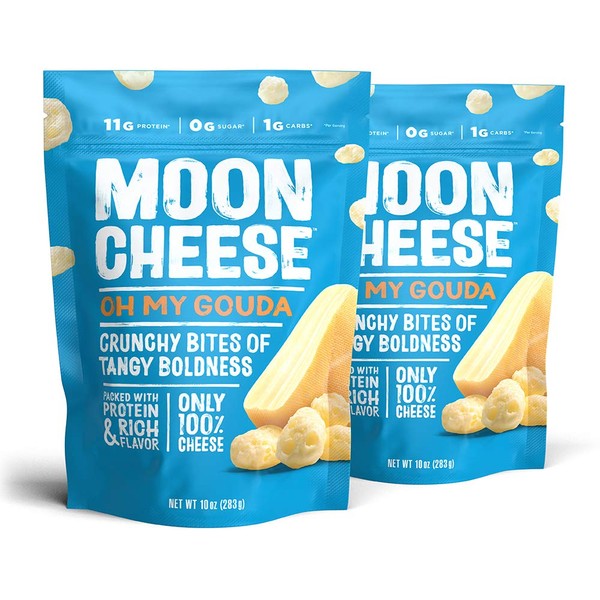 Moon Cheese Oh My Gouda Cheese Bites, 10 Ounce, 2-Pack, Crunchy, Packed With Protein & Calcium, Keto, Gluten Free