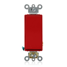 Leviton 5621-2R 20-Amp 120/277-Volt Decora Plus Rocker Single-Pole AC Quiet Switch, Red