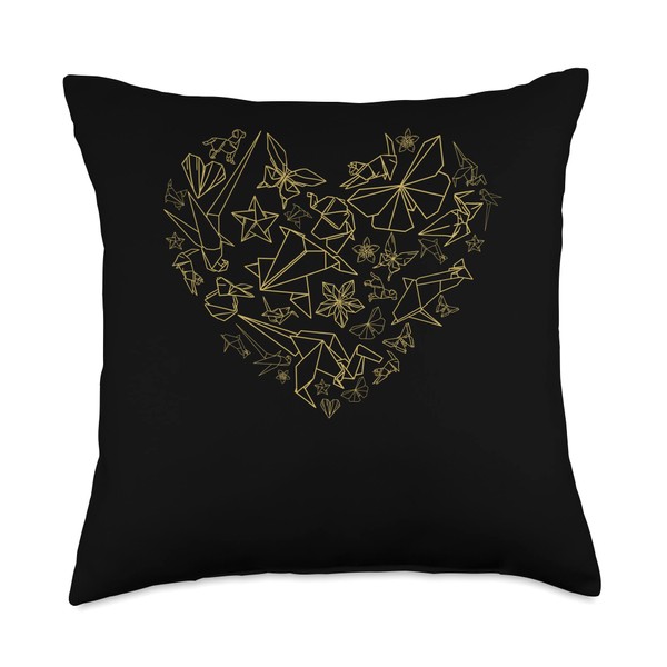 Origami Heart Paper Folding Origami Squad Paper Cranes Throw Pillow