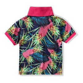 Boy's Coconut Tree Print Beach Tops Baby Aloha Hawaiian Shirt (1-5 Years Old) (Pineapple 2, 3-4T/120)