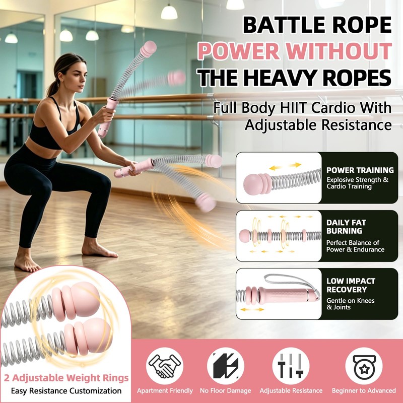 Ropeless Battle Rope for Women, Portable Battle Ropes Adjustable Weight