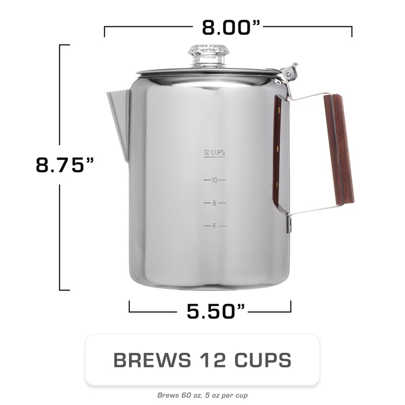 COLETTI Bozeman Percolator Coffee Pot — NO Aluminum or Plastic