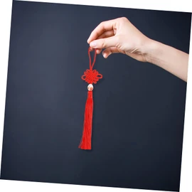 Ciieeo 5pcs Red Chinese Knot Tassel Pendant Car Hanging Decoration with Ceramic Beads for Bags Keychains and Home Decor Show Your Chinese Style