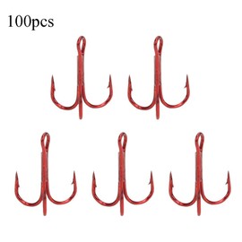 Pack of 100 Fishing Hooks Round Bend Barbed Treble Hook Strong Carbon Steel Fishing Hooks for Bait Pike Bait (8#)