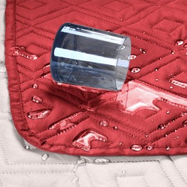 Moonlight Bedding Reversible Chair Covers Water Resistant Sofa Cover for Living Room 1 Seater Sofa Slipcover Thick Quilted Sofa Protectors from Pets KIds with Elastic Strap (Chair, Burgundy/Beige)