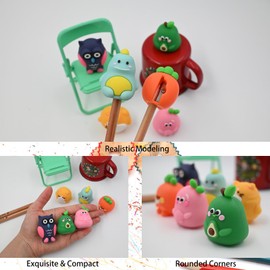6 PCS Cute Pencil Sharpeners, Kids Pencil Sharpener Manual, Hand Held Pencil Sharpener Small, Funny Sharpener Cartoon Creative, Kawaii Stationary Gifts Mini School Office Supplies (Style 3)