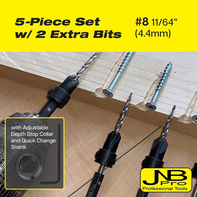 JNB Pro Countersink Drill Bit Set for Woodworking – #8
