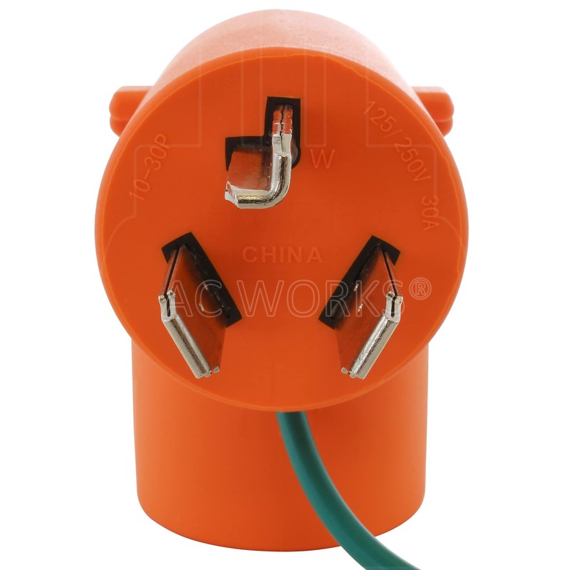 AC WORKS 30 Amp 3-Prong Dryer Wall Outlet Adapter (To