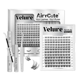 AiryCute Clusters Upgrade 2.0 Lashes with Ultra-Dense, Waterproof, Long-Lasting Lashes | Venus, Fairy, Flora | Natural Daily, Volume Style, Manga Style | Beginner-Friendly DIY Lashes for a Flawless | Trendy & Must-Have Clusters:_Velure Kit [Natural Daily Style]