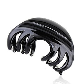 Rosette Large Chic Styling Thick Hair Claw Clip for Women and Girls Hair, Black and Gray (Pack of 2)