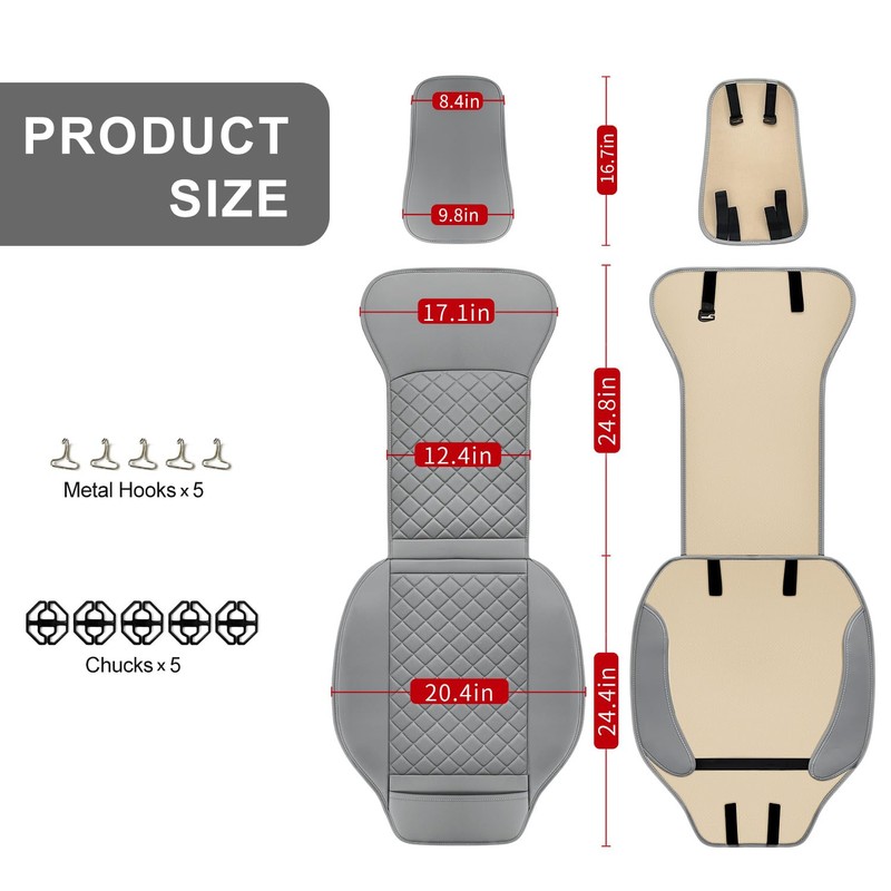 BEITK 2 Pack Leather Front Seat Covers, Universal Sideless Car