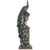 Veronese Design 13 5/8 Inch Peacock Perching On Column Vase