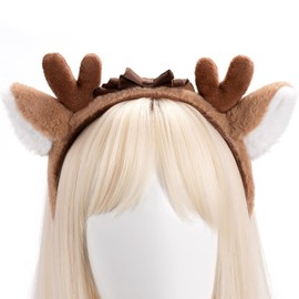 Mefeny Reindeer Headband Deer Deer Ears Headband Christmas Reindeer Cosplay Costume Accessory Brown