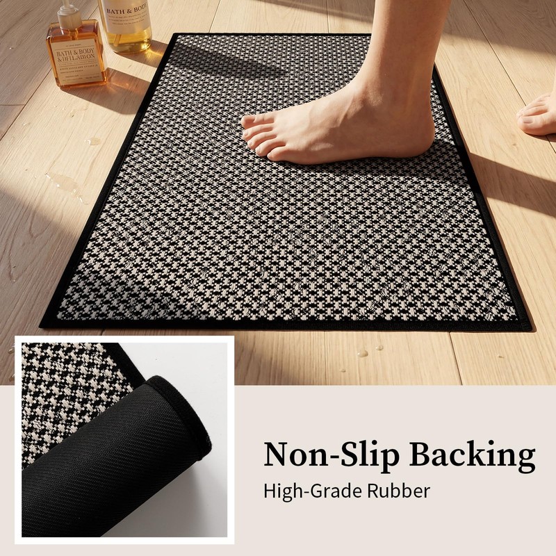 YIHOUSE Thin Bath Mat Black Bathroom Rugs Sets 2 Pieces,
