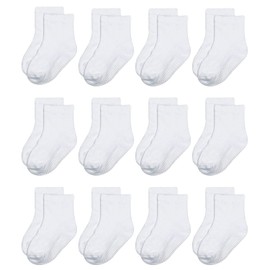 YANWANG 12 Pairs Toddler Boys Non-Slip Socks Cute Cotton with Handles Baby Boys Girls Non-Slip Socks, 8#white