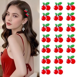 WRBAJIS 20Pcs Small Cherry Hair Clips Mini Cherry Hair Claw Clips Sweet Fruit Hair Barrettes Cute Hair Accessories for Women Girls Birthday Wedding Party Favors Supplies