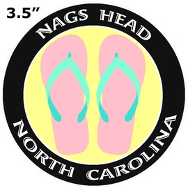 Athena Brands Flip Flops Nags Head North Carolina - Car Truck Window Bumper Sticker Decal - Black