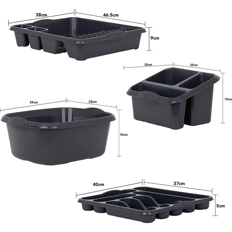 M1SS Midnight Greyish - 4 Piece Casa Plastic Kitchen Set