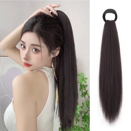 Sheepyo Ponytail Wig, Long Straight Elastic Ponytail Extension, Point Wig, Vance, Extension, Hair Extension, Ponytail, 17.7 inches (45 cm) / 22.8 inches (58 cm), 3 Colors Available (Black Brown, 17.7