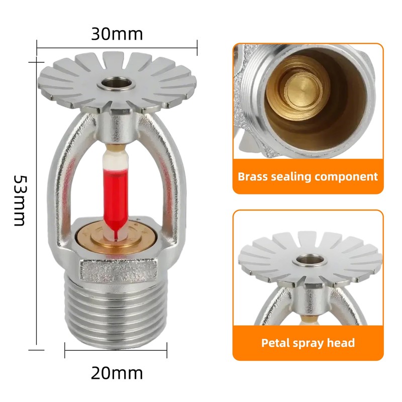 5pc Fire Sprinkler Head & Wrench, Pendent Type 155℉ (68°C)