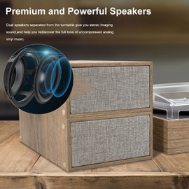 LP&No.1 Wireless Turntable with Stereo Speakers, 3-Speed Vintage Belt-Drive with Wireless Playback & Auto-Stop, Light Wood