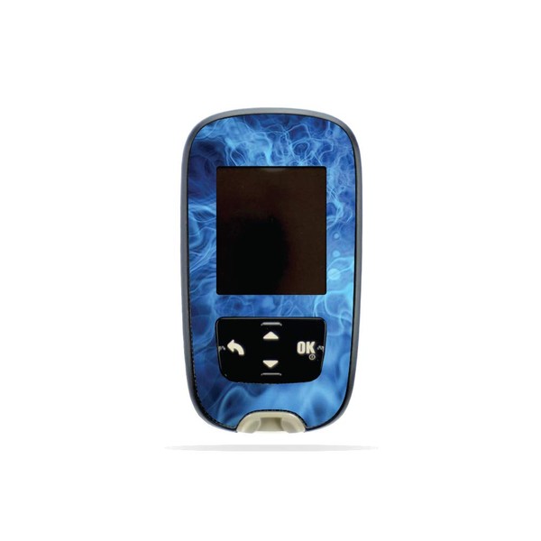 MightySkins Skin Compatible with Accu-Chek Guide - Blue Mystic Flames