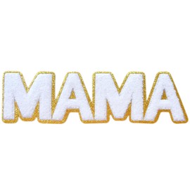 Glitter Mama Iron on Patches Mother‘s Day Patches Mothers Day Decoration (White)