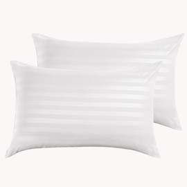 BedLooms White Pillow Cases 2 Pack - 100% Microfiber Envelope Closure Stripe Pillow Cases 50x75cm Premium Hotel Quality Anti Allergy Pillow Cover