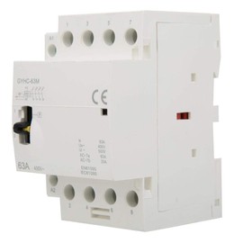 Walfront Household AC Contactor, 4P 63A, 220 V, 50 Hz, Mini DIN Rail Mounting with Manual Control Switch (4NO)