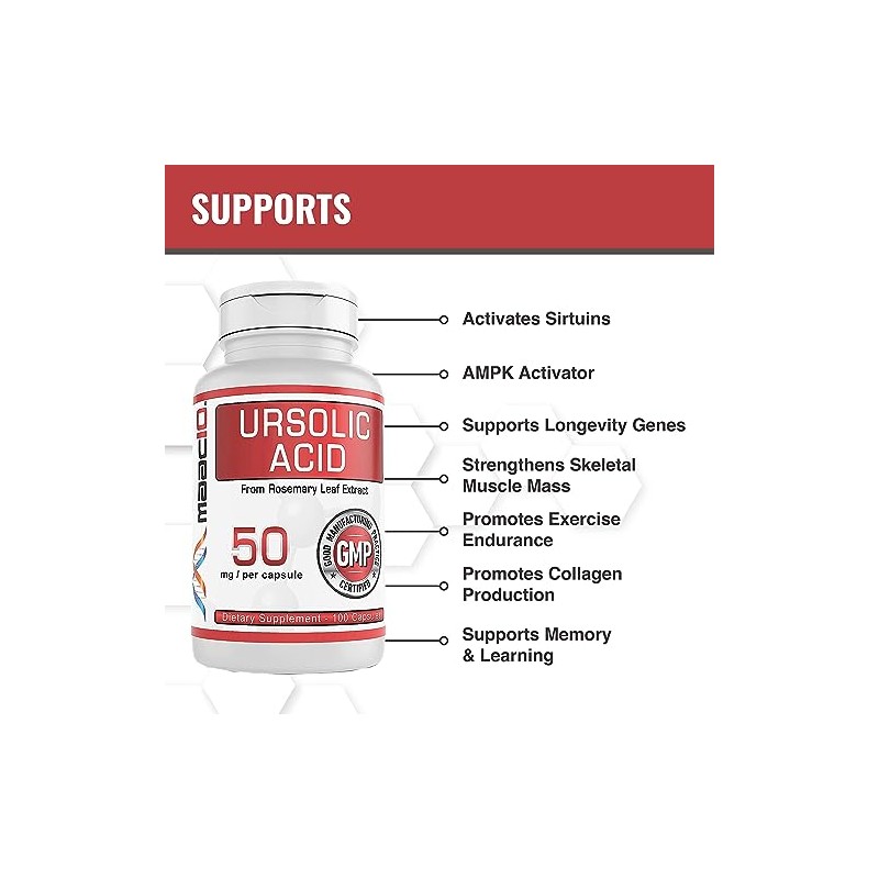 MAAC10 Formulas - Ácido Ursólico 50 m- 100 Cápsulas -