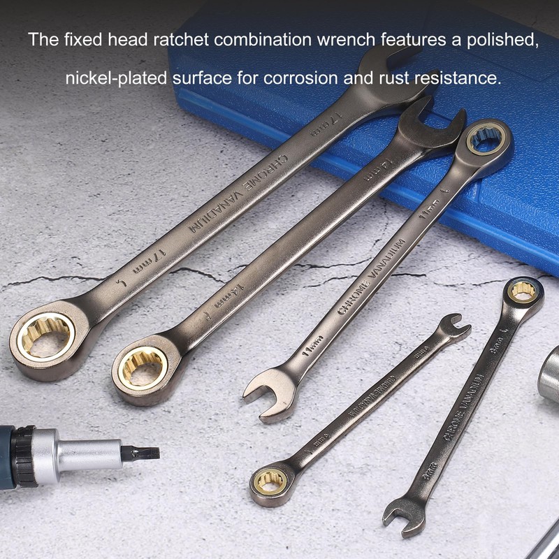 HARFINGTON 2Pcs Ratcheting Wrench 13mm Metric Open End Wrench 90-Teeth