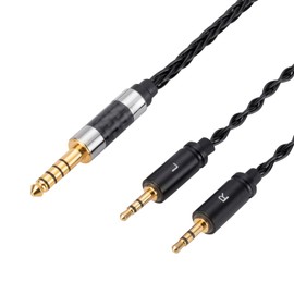 4.4mm Balanced to Dual 2.5mm Audiophile Cable, 8 Core OCC Cable Silver Plated Compatible with HE400S, HE-400i (2.5mm Plug Version), HE560, HE-350, HE1000 Headphones, HiFi Upgrade (1.3m)