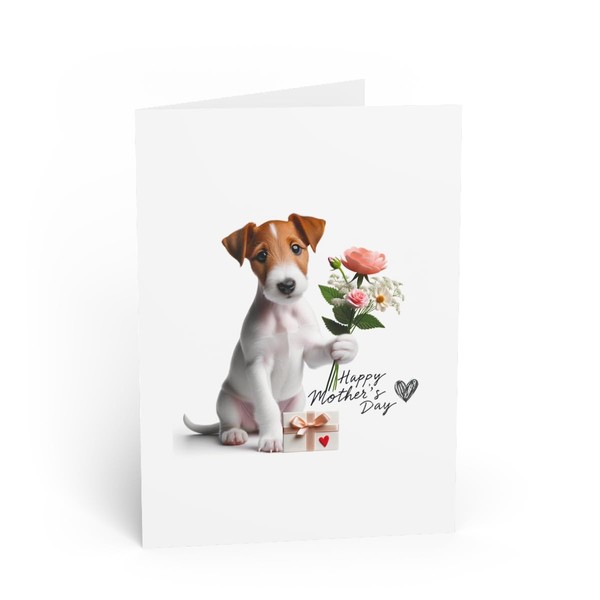 DistinctInk Greeting Card/Note Card - Smooth Fox Terrier Puppy Mother's