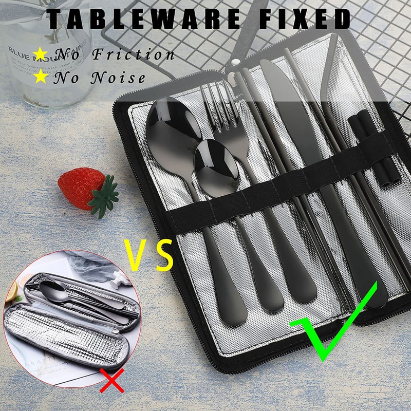 VANDBAO Portable Travel Utensils, Reusable Silverware with Case for Fixing