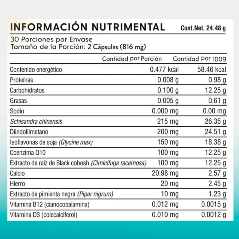 Suplemento Contra Menop. | Incluye DIM, Black Cohosh, Calcio, Hierro