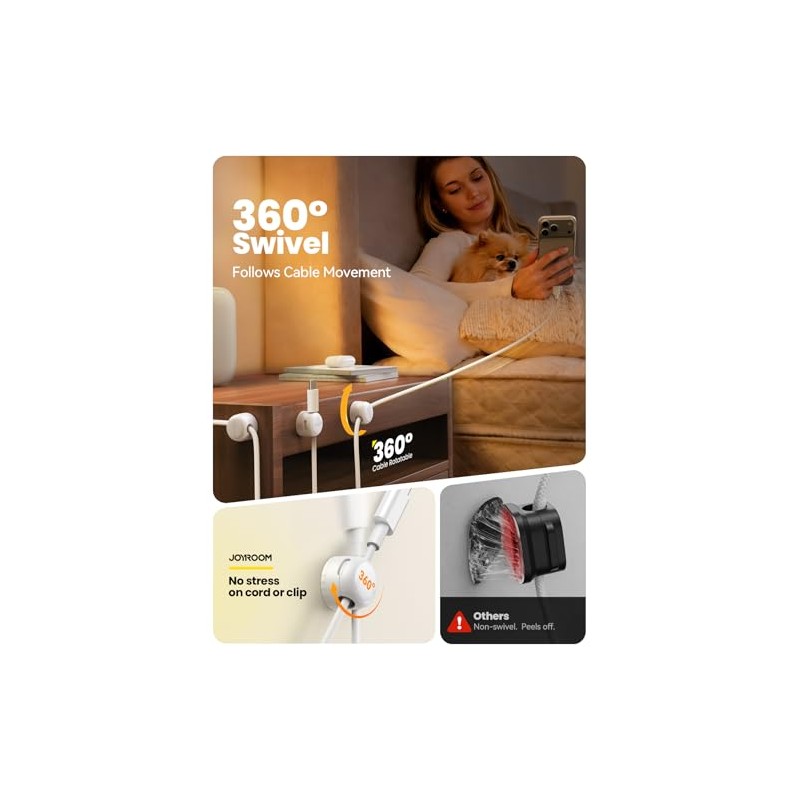 8-Pack JOYROOM Magnetic Cable Clips Organizer with 360° Rotation