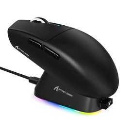 ATTACK SHARK G3PRO Wireless Gaming Mouse with RGB Charging Dock,2.4G/USB-C Wired/BT PAW3311 Optical Sensor 1K Polling Rate Adjustable 25K DPI,500mAh Battery Ultra Lightweight 59g Mice(Black)