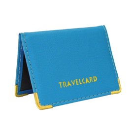 AKH® Genuine Leather Oyster Travel Card Bus Pass Rail Card Holder Wallet Cover Case UK (Light Blue)