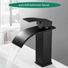 Faucet Waterfall Bathroom Faucets 1 Hole, Matte Black & Shiny