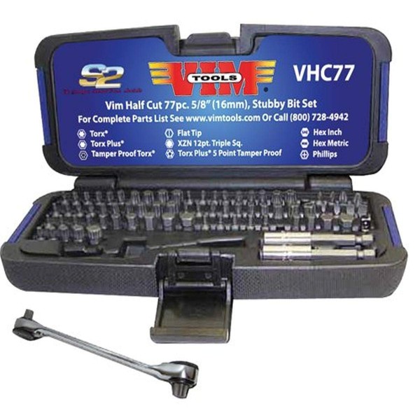 VIM Tools VHC77 '77-Piece' Half Cut Stubby Bit Set